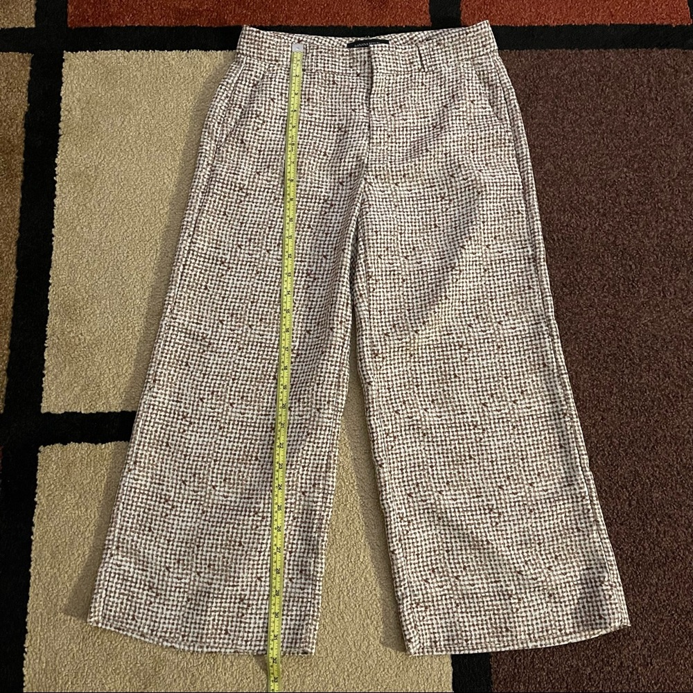 Banana Republic Blake wide leg crop pants, size 0P brown/cream